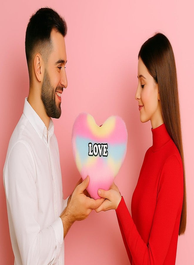 KALRA MAGIC وسادة كالرا ماجيك® الوردية على شكل قلب، وسادة ناعمة مخملية مطرزة بكلمة "حب" | لعبة محشوة بألوان زهور، هدية عيد الحب للصديقة، الصديق، الأطفال، ديكور المنزل والسيارة - Image 4